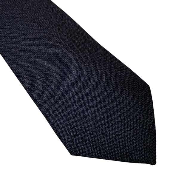 Ermenegildo Zegna Wool & Silk Knit Woven Dark Blue Grey Men's Neck Tie - Picture 5 of 15